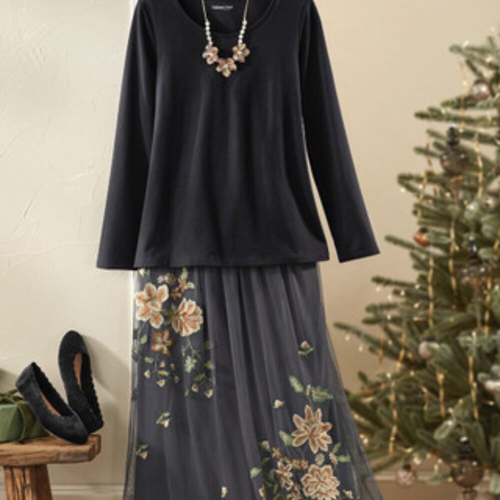 Coldwater Creek Petite Small Malena Mesh Skirt